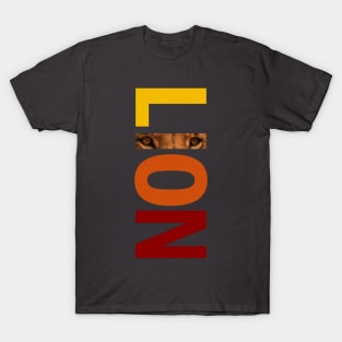 Lion Vertical Text Design T-Shirt